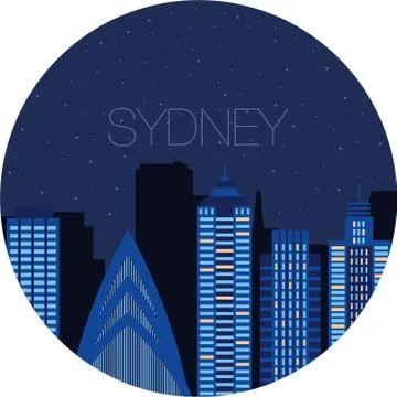 The image of the big city inside  circle Stock Illustration