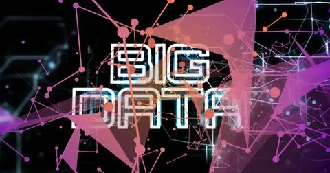 Image of big data text, connections and data processing Illustrazione stock
