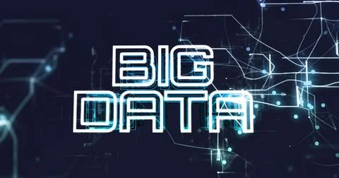 Image of big data text with navigation pattern over black background Stock Photos
