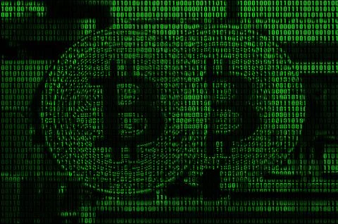 Image of the binary code from bright green digits, through which the image of 库存照片