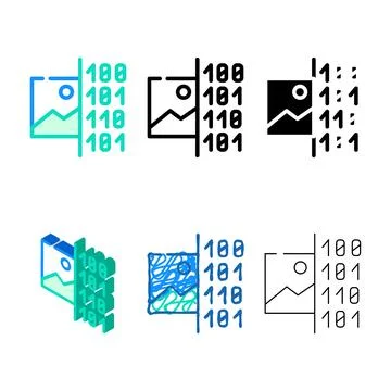 Image binary code color icon series vector Stock Illustration