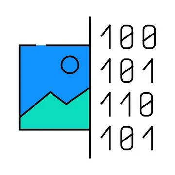 Image binary code icon color illustration Stock Illustration