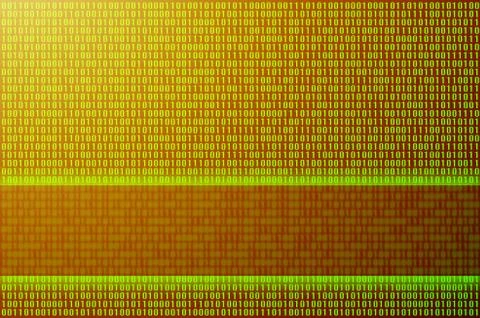 An image of a binary code made up of a set of green digits on a black backgro 스톡 사진