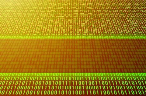 An image of a binary code made up of a set of green digits on a black backgro 写真素材