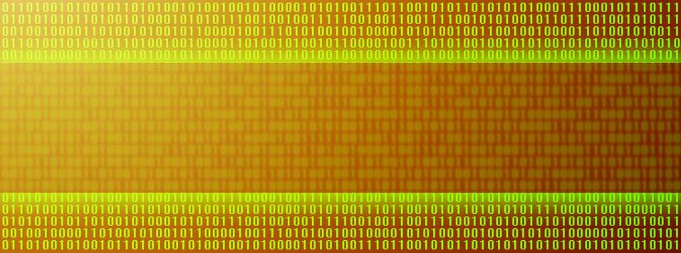 An image of a binary code made up of a set of green digits on a black backgro 库存照片