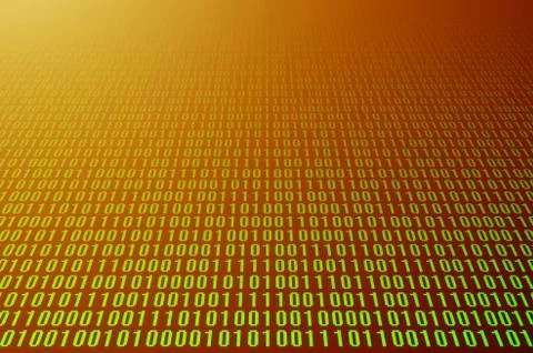 An image of a binary code made up of a set of green digits on a black backgro Stock Photos