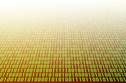 An image of a binary code made up of a set of green digits on a black backgro Foto stock