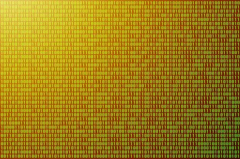 An image of a binary code made up of a set of green digits on a black backgro Stock Photos
