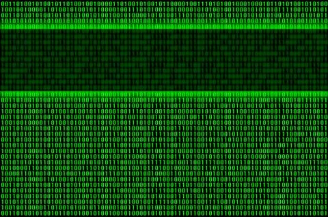 An image of a binary code made up of a set of green digits on a black backgro 写真素材