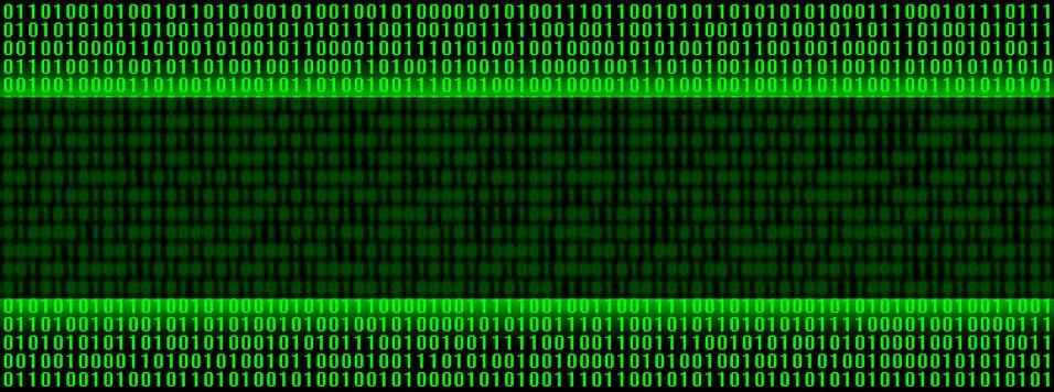 An image of a binary code made up of a set of green digits on a black backgro 写真素材