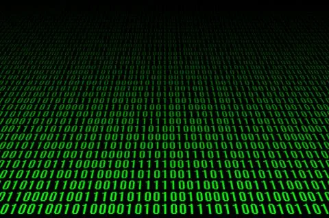 An image of a binary code made up of a set of green digits on a black backgro 写真素材