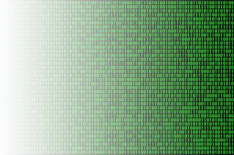 An image of a binary code made up of a set of green digits on a black backgro 库存照片