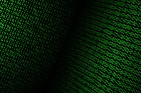 An image of a binary code made up of a set of green digits on a black backgro 写真素材