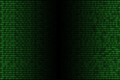 An image of a binary code made up of a set of green digits on a black backgro 库存照片