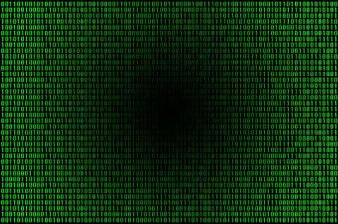 An image of a binary code made up of a set of green digits on a black backgro 写真素材