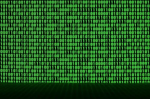 An image of a binary code made up of a set of green digits on a black backgro 写真素材