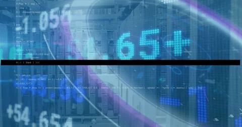 Image of binary code over background in globe and mid イラスト素材