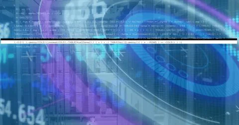 Image of binary code over background in globe and mid Stock Illustration