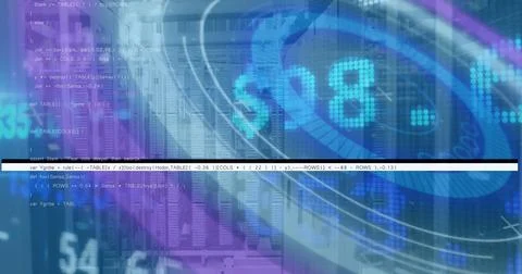 Image of binary code over background in globe and mid Stock Illustration