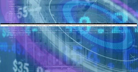 Image of binary code over background in globe and mid Stock Illustration