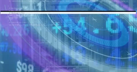 Image of binary code over background in globe and mid Stock Illustration