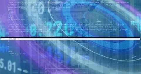 Image of binary code over background in globe and mid Stock Illustration