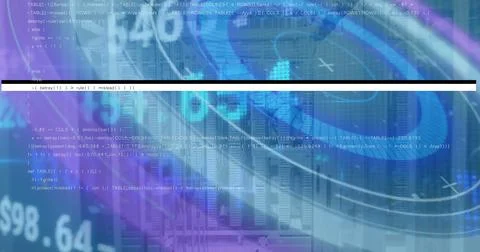 Image of binary code over background in globe and mid Stock Illustration