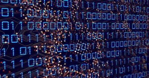 Image of binary code over integrated circuit Stock Illustration