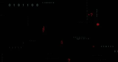 Image of binary coding and data processing on black background 스톡 일러스트