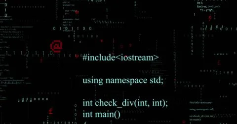 Image of binary coding and data processing on black background Stock Illustration