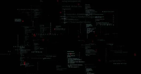 Image of binary coding and data processing on black background Stock Illustration
