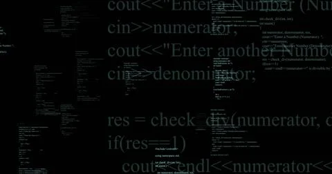 Image of binary coding and data processing on black background Stock Illustration