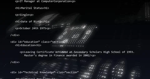 Image of binary coding and data processing Illustrazione stock