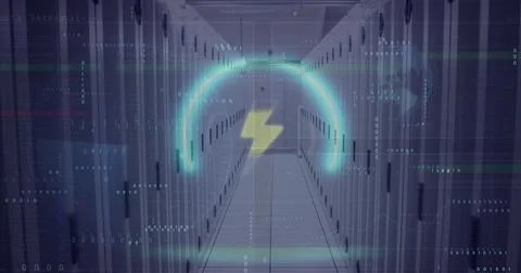 Image of binary coding and data processing over computer servers 写真素材