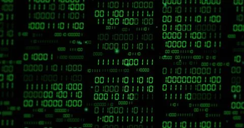 Image of binary coding and data processing over dark background 库存照片