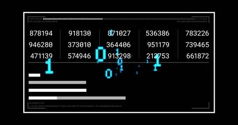 Image of binary coding and data processing over black background 库存照片