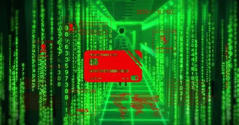 Image of binary coding and data processing over computer servers Stock Photos