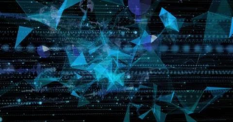 Image of binary coding and digital data processing over black background 스톡 일러스트