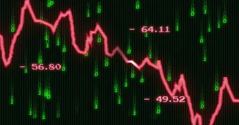 Image of binary coding and financial data processing 库存照片
