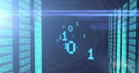 Image of binary coding on black background 스톡 일러스트