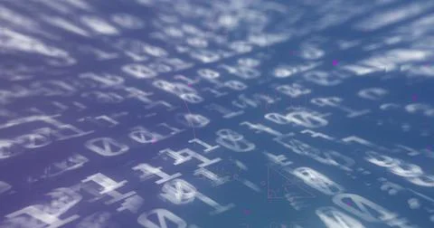 Image of binary coding on blue background Illustrazione stock