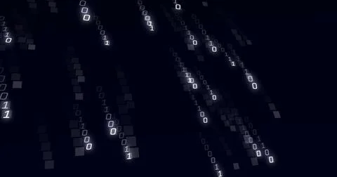 Image of binary coding data processing over black background Stock Illustration