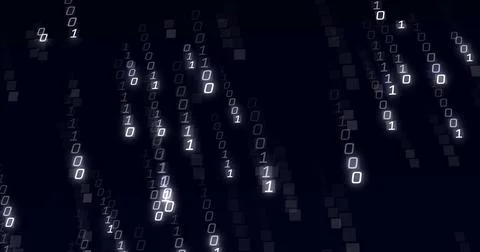 Image of binary coding data processing over black background Stock Illustration