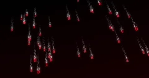 Image of binary coding data processing over black background Stock Illustration