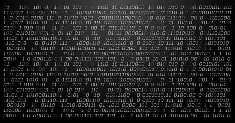 Image of binary coding data processing over black background Stock Illustration