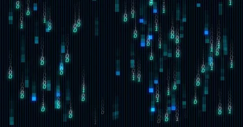 Image of binary coding data processing over black background Stock Illustration