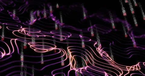 Image of binary coding data processing over network of connections 스톡 사진