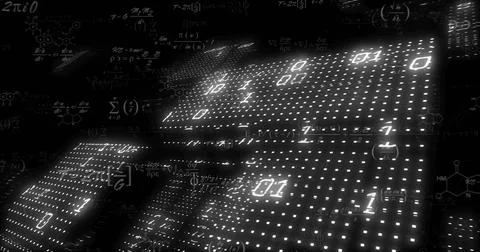 Image of binary coding data processing over screns Stock Photos
