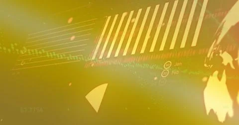 Image of binary coding data processing over glowing computer circuit board 스톡 사진