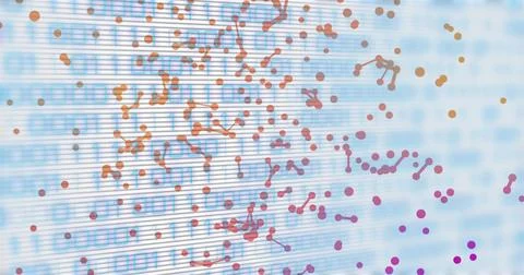 Image of binary coding data processing over networks of connections Foto stock